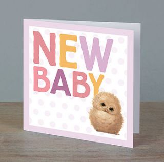 illustrated animal new baby girl card by little blue zebra