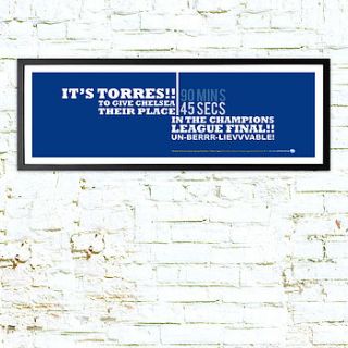 chelsea 'it's torres' framed football print by goalhangers