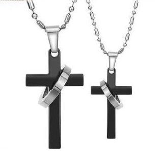 His or Hers Matching Set Titanium Couple Pendant Necklace Korean Love Style in a Gift Box  NK237 (Hers) Jewelry