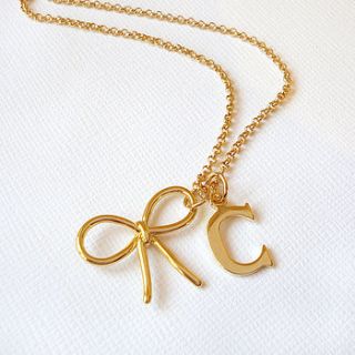 personalised bow necklace by belle ami