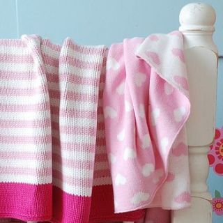 set of two pink baby blankets by the heart store