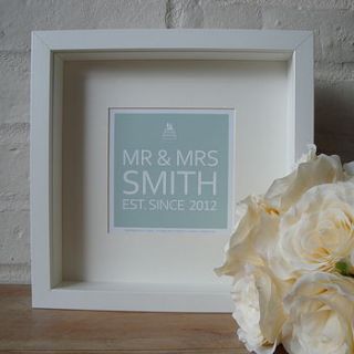 personalised wedding framed print by village art