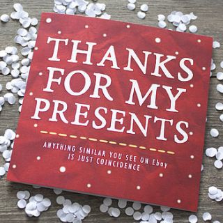 'thanks for my presents' card by zoe brennan