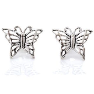 silver butterfly stud earrings by charlotte's web