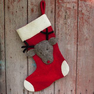 hand crafted felt reindeer stocking by armstrong ward