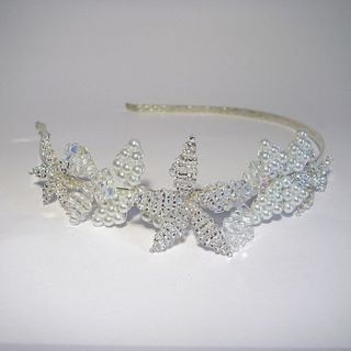 vintage style floral pearl and crystal hair band/ tiara by bunny loves evie