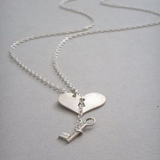 silver heart lock and key necklace by bbel