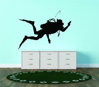 Silhouette Scuba Diving Diver Snorkel Water Sport Vinyl Wall Decal Vinyl Peel And Stick Sticker Wall Decal Picture Art Graphic Design Image REDUCED PRICE SALE ITEM Decor 15X20  