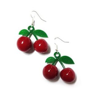 large cherry earrings by hannah makes things