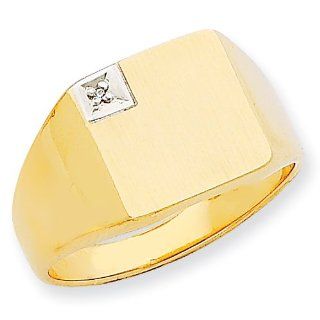 14k Squared Top Solid Back 12.1x12.1 Diamond Signet Ring Mounting Jewelry