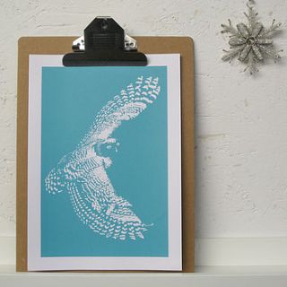 scandinavian style owl in flight print by rolfe&wills