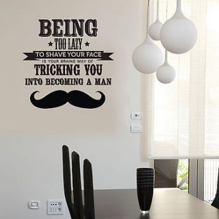 being too lazy moustache wall stickers by the binary box