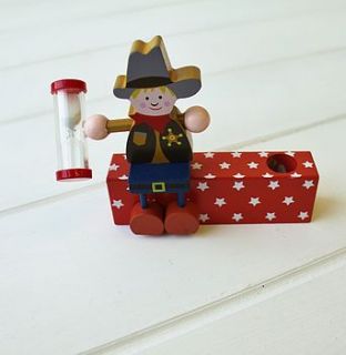 cowboy wooden toothbrush timer by posh totty designs interiors