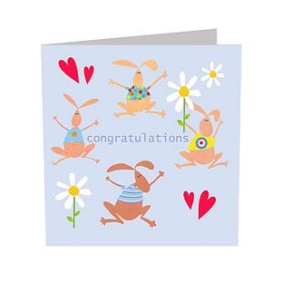 sparkly baby boy rabbity card by square card co