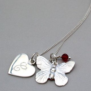 personalised silver butterfly charm necklace by claudette worters