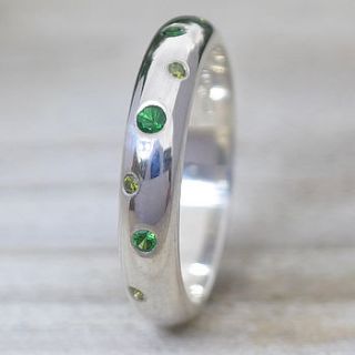 handmade diamond & tsavorite ring by lilia nash jewellery