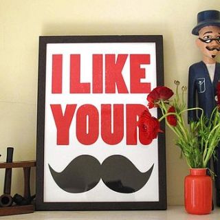 'i like your tache' print by paper heart
