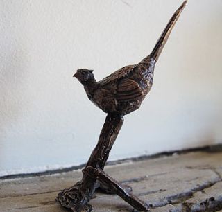 miniature bronze pheasant statue by ginger rose