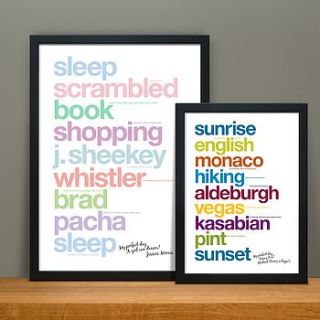 personalised 'my perfect day' print by wordplay design