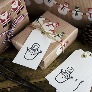 pack of 10 snowman christmas gift tags by 3 blonde bears