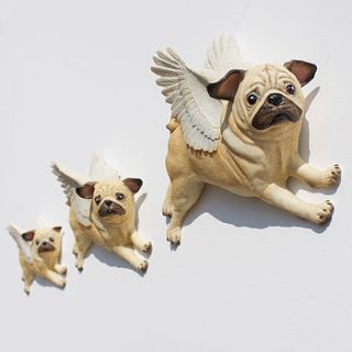 hand painted flying pug wall art by pugs might fly