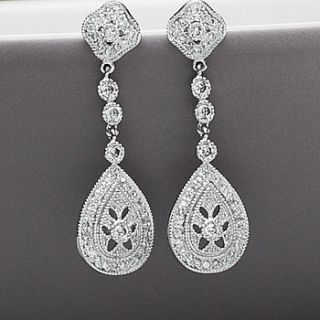 vintage style drop crystal earrings by queens & bowl