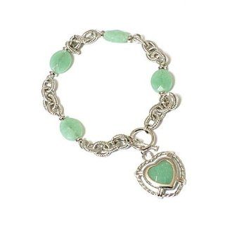 The Olivia Collection Aventurine Heart Rope Link T Bar Bracelet Jewelry