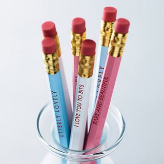 set of six compliment pencils by nonesuchthings