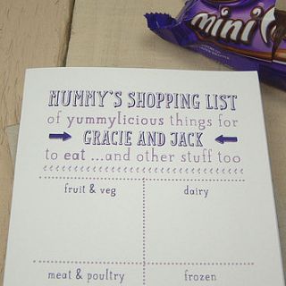 personalised shopping list notepad by xoxo stationery