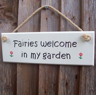 fairies welcome in my garden plaque by the painted broom company