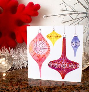 christmas cards retro baubles multipack 12 by jo clark design
