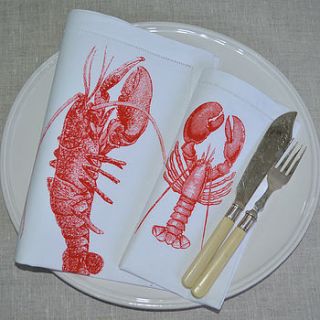 crayfish or lobster table napkin by the linen peddler