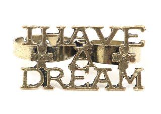 I Have a Dream Double Ring Adjustable Gold Tone RC05 Knuckle Civil Rights Statement Fashion Jewelry Jewelry