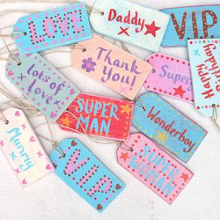 personalised wooden decorative tag by moobaacluck
