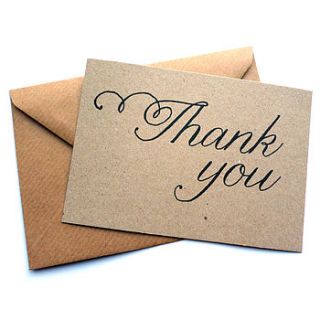 set of 12 thank you script note cards by dig the earth