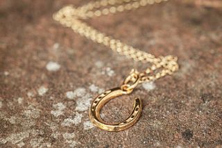 gold lucky horseshoe necklace by cabbage white england