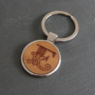 wooden theatrical letter key ring by maria allen boutique