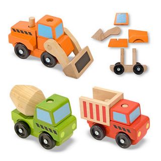 wooden stacking vehicles or car transporter by toys of essence