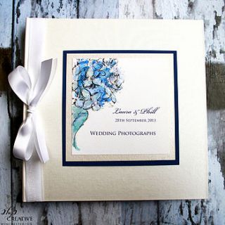 photo album with handpainted hydrangea by 2by2 creative