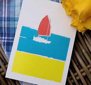 'red sail' boat card by claire close