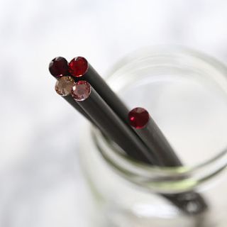 set of five crystal pencils reds/pinks by nonesuchthings