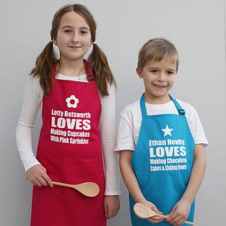 personalised 'we love baking' childrens apron by sparks clothing