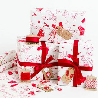 'mitts off' white christmas wrapping paper by sophia victoria joy