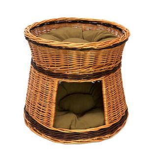 two tier wicker cat house with cushions by prestige wicker