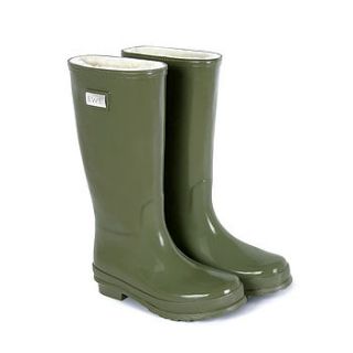 sheepskin lined wellingtons   fern green by ewe style