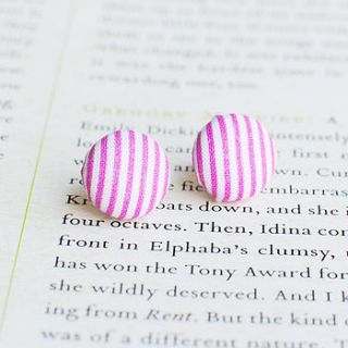 candy stripe button earrings by onetenzeroseven