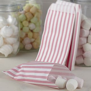 pack of 25 pink striped candy bags by ginger ray