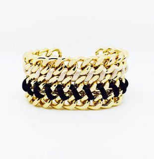 triple layered chunky gold chain bracelet by staxx