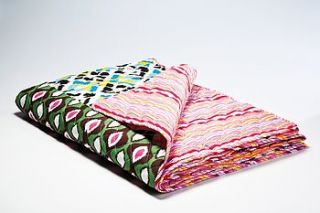 aztec style patchwork quilt by i love retro