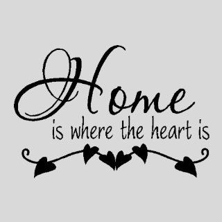 Home is where the heart isFamily Wall Quotes Sayings Words Removable Wall Lettering (12" x 16"), BLACK   Wall Decor